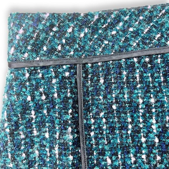 LOFT Fuzzy Wool Blend Mini Skirt Blue Green - Picture 3 of 7
